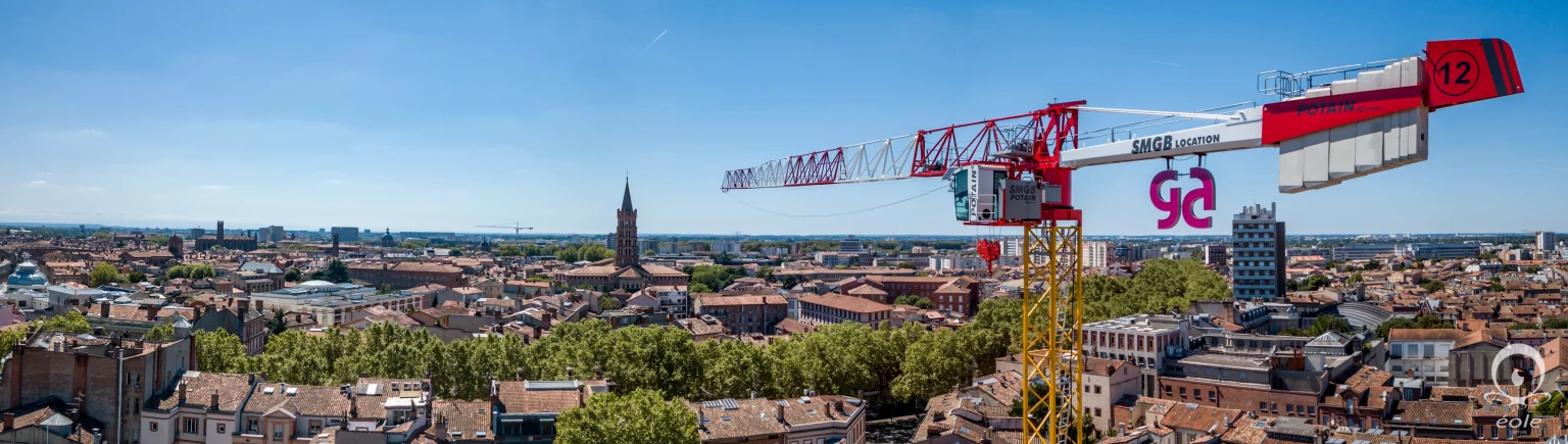 Panorama aérien par drone de Toulouse pour un suivi de chantier